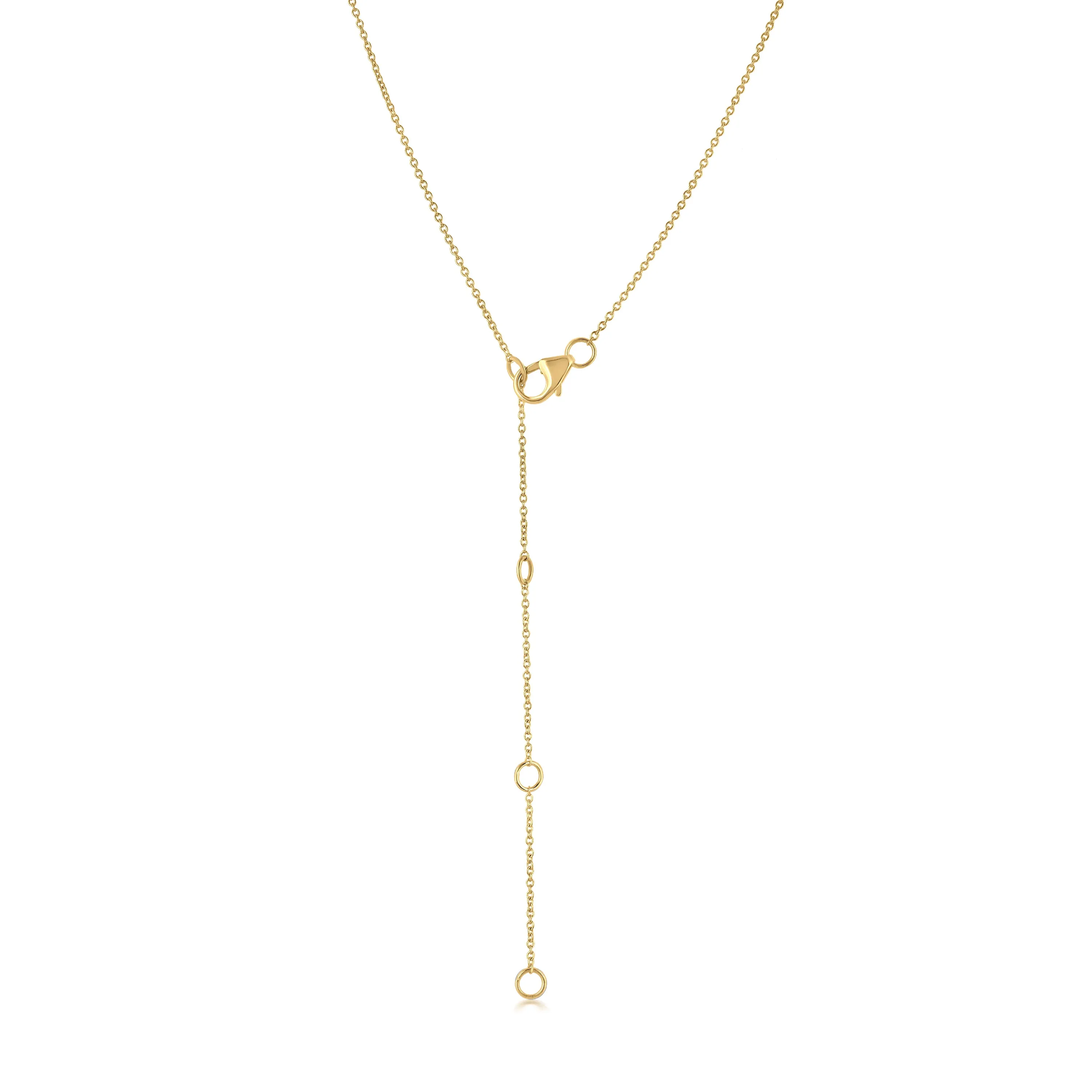 14K Yellow Gold Necklace with 5 Halo Diamond Pendant