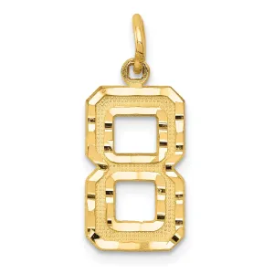 14K Yellow Gold Polished Diamond Cut Finish Medium Size Number 8 Charm Pendant