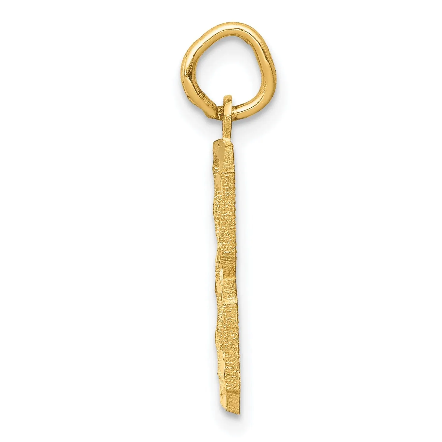 14K Yellow Gold Polished Diamond Cut Finish Medium Size Number 8 Charm Pendant