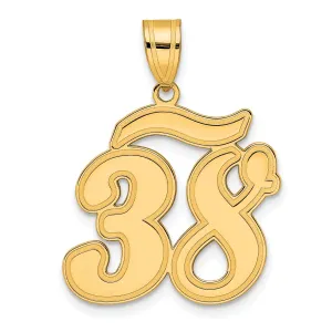 14k Yellow Gold Polished Finish Script Design Number 38 Charm Pendant