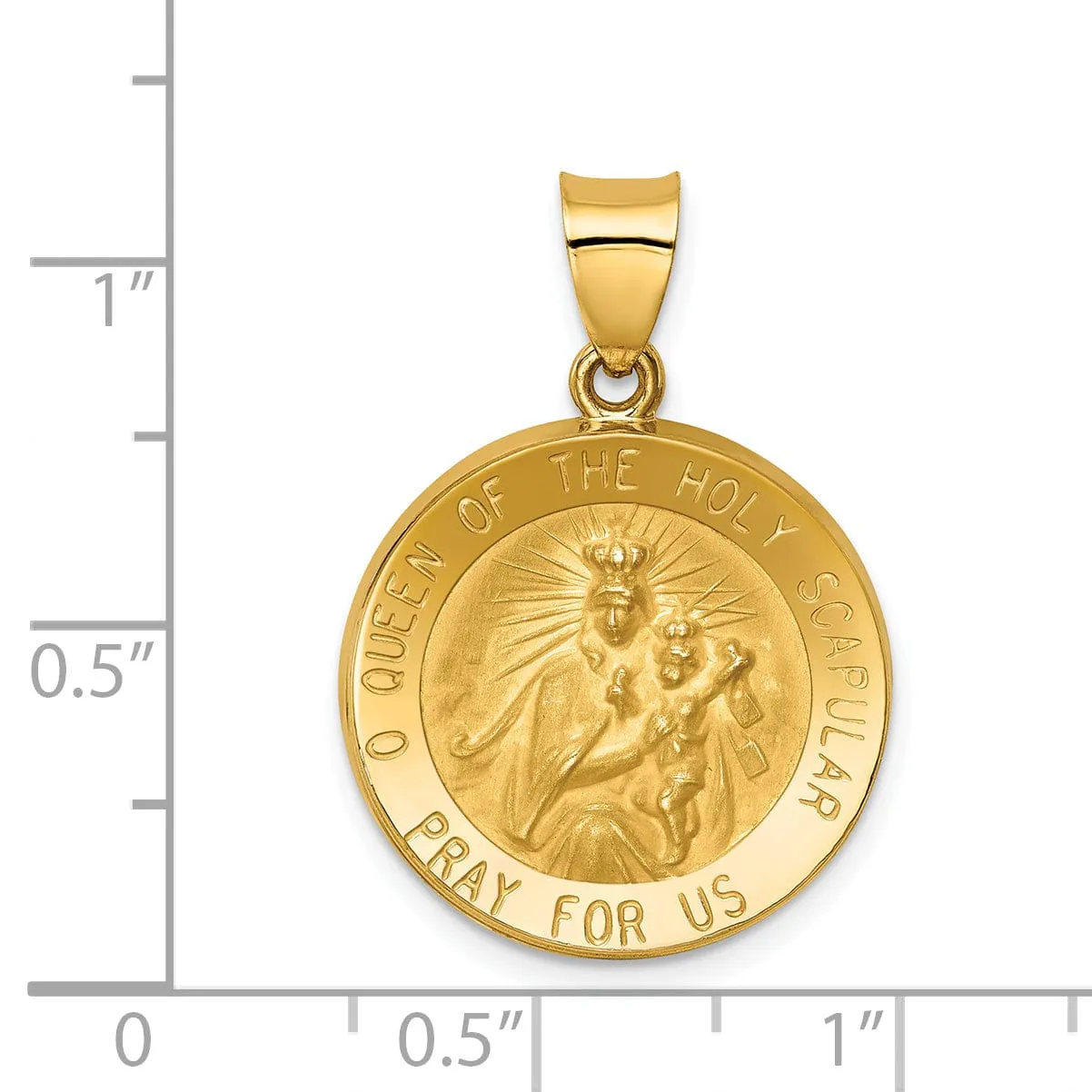 14k Yellow Gold Queen of the Holy Scapular Medal
