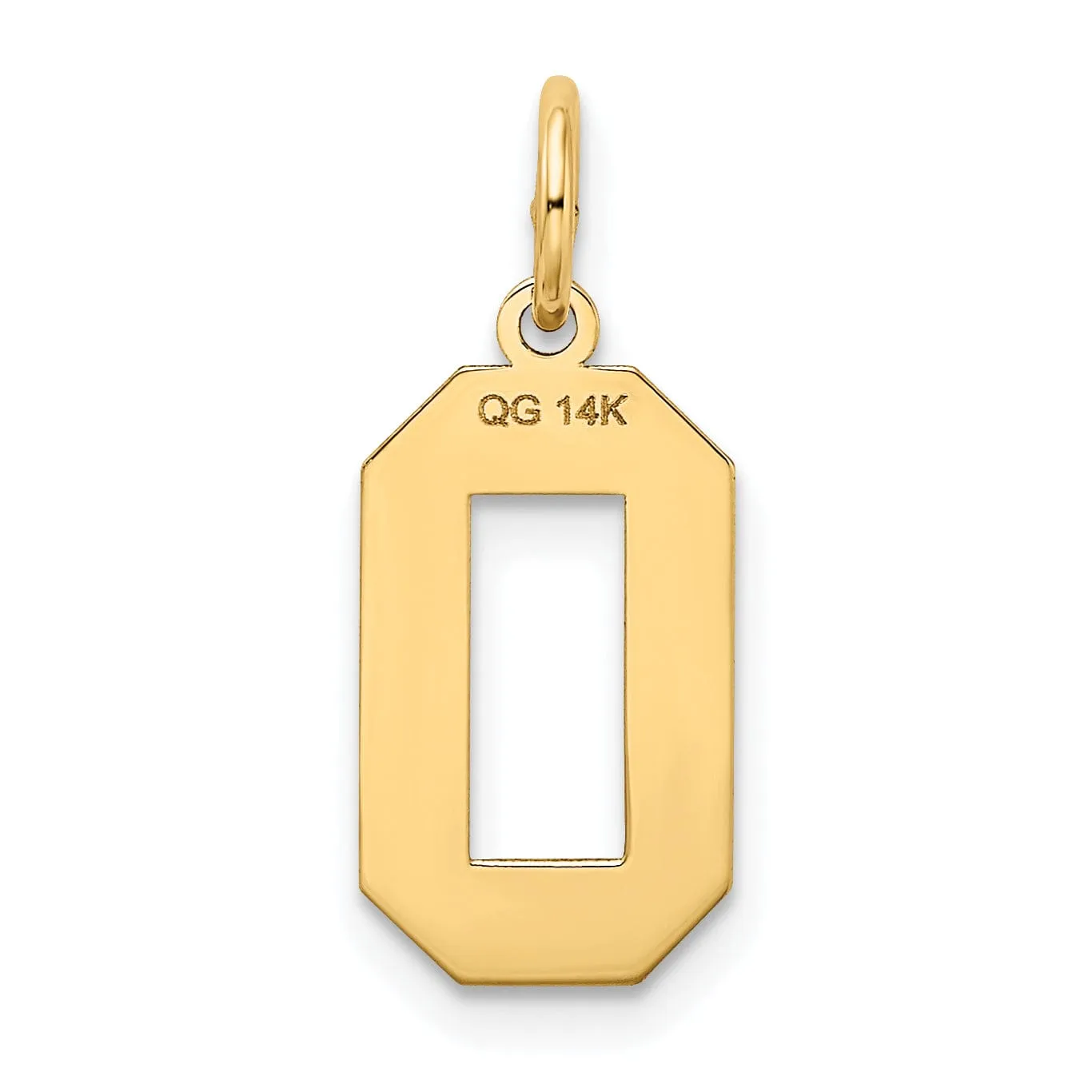 14k Yellow Gold Satin Brush Finish Medium Size Number 0 Charm Pendant