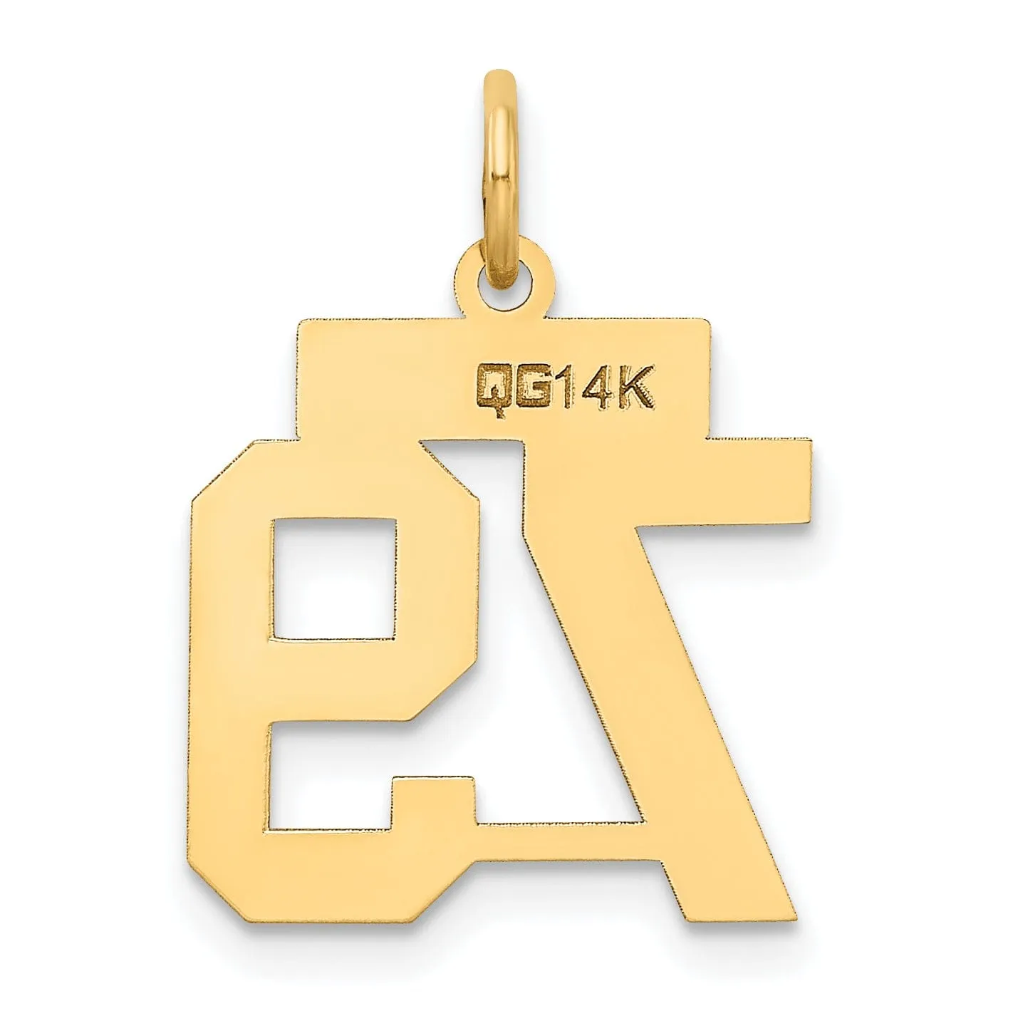 14k Yellow Gold Satin Brush Finish Small Size Number 79 Charm Pendant
