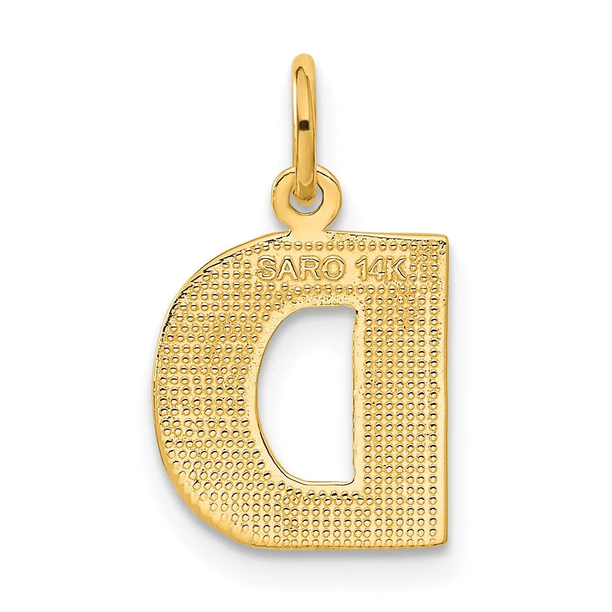 14k Yellow Gold Satin Diamond Cut Finish Letter D Initial Charm Pendant