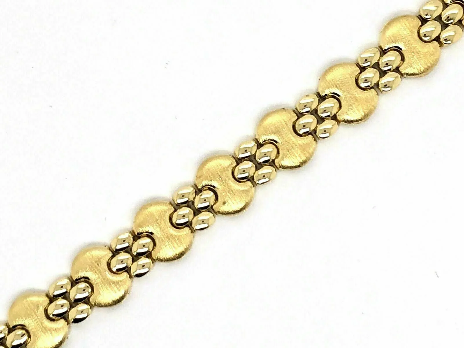 14k Yellow Gold Satin Finish Fancy Link Bracelet 7.75" 9.5mm 17 grams