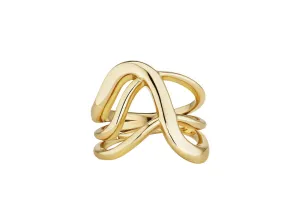 14K Yellow Gold Sculptural Three Row Ring