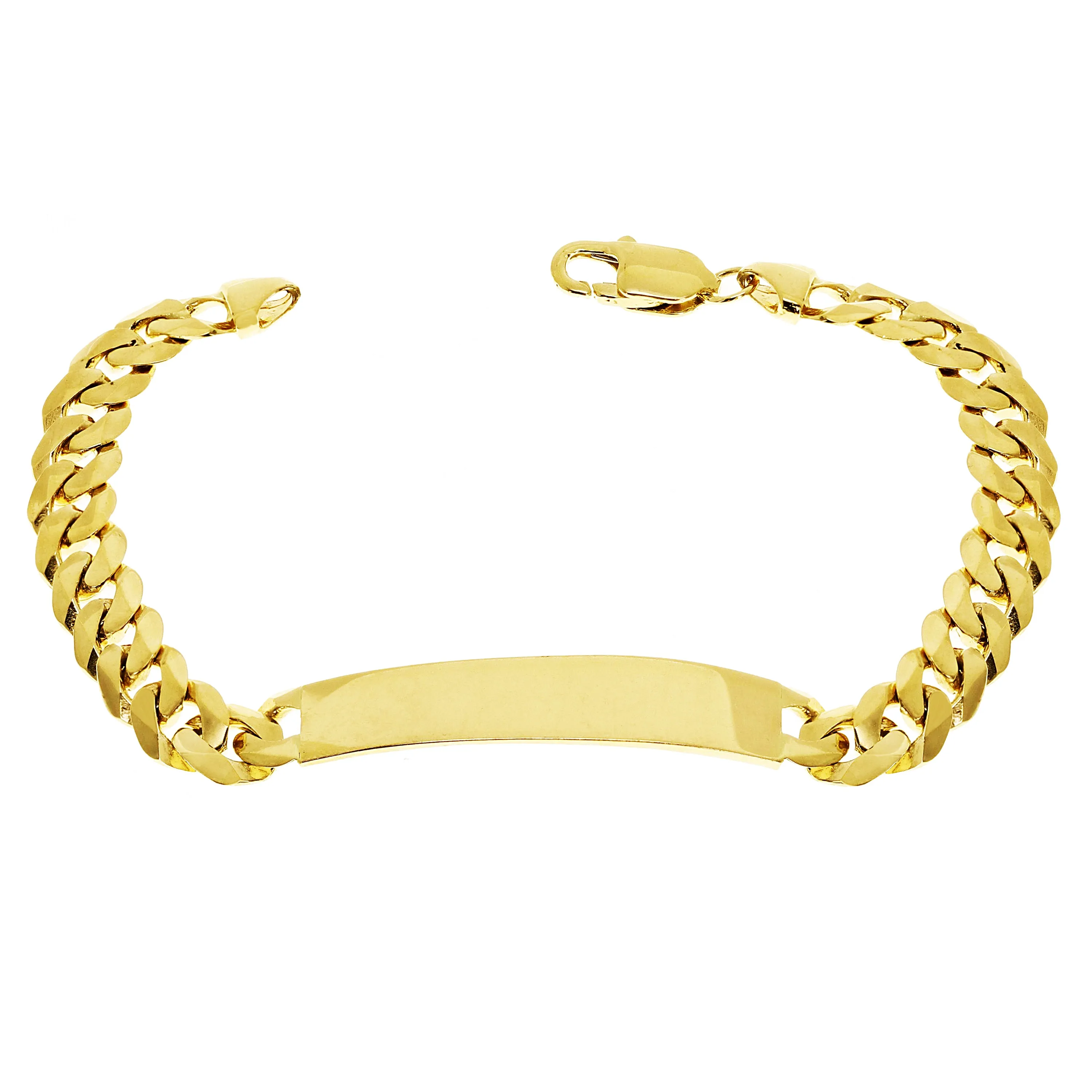 14k Yellow Gold Solid Curb Cuban Link Chain ID Bracelet 8.5" 10.2mm 23.9 grams