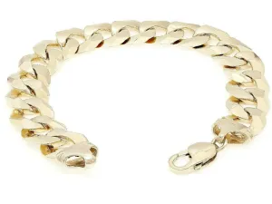 14k Yellow Gold Solid Flat Cuban Curb Chain Bracelet 7" -  9" 15.4mm