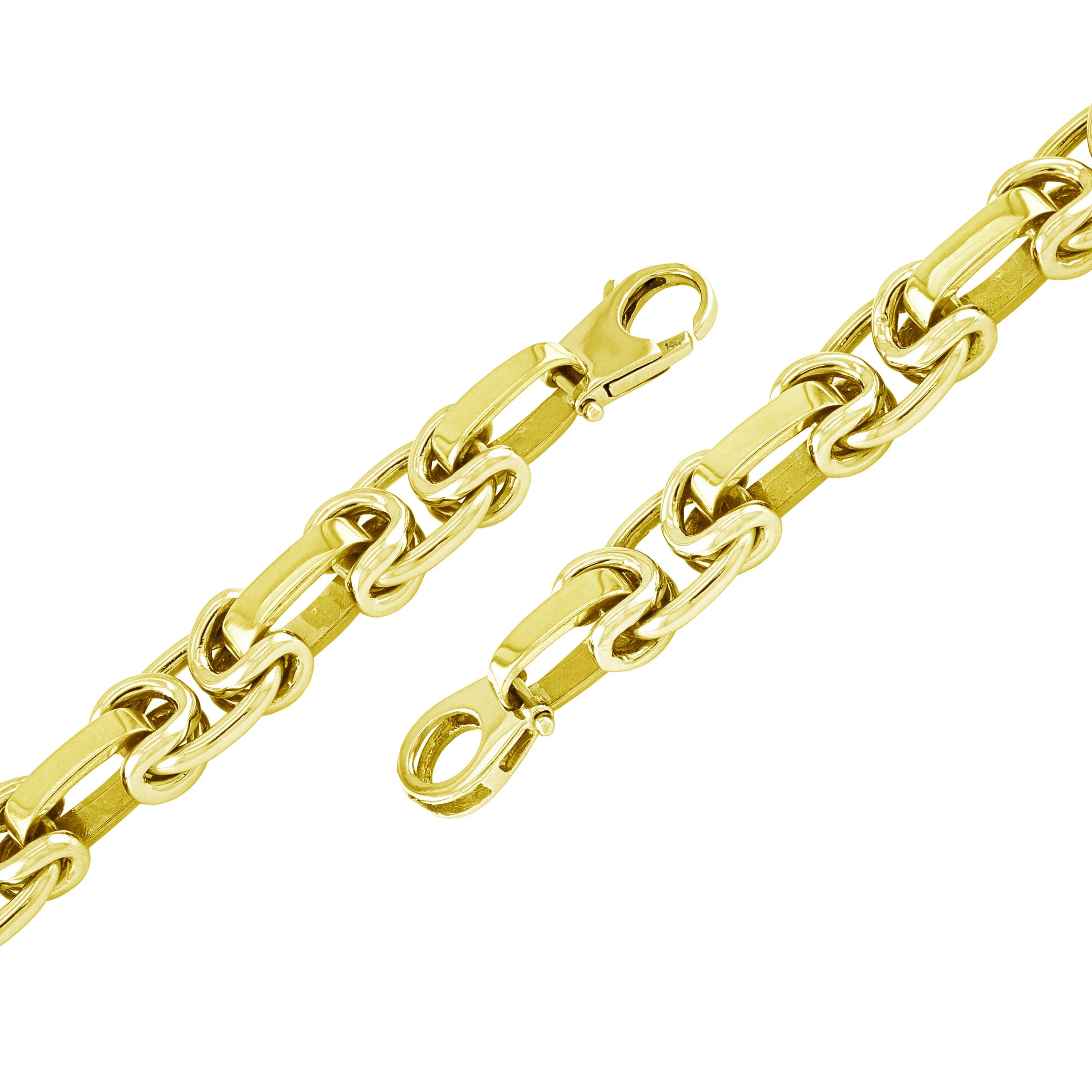 14k Yellow Gold Solid Handmade Fashion Link Bracelet 7" 10.5mm 34.5 grams