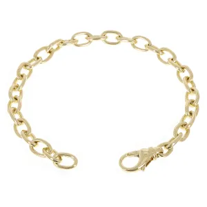 14k Yellow Gold Solid Oval Rolo Link Chain Bracelet 6.8 mm Various Lengths