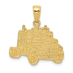 14k Yellow Gold Textured Truck Cab Pendant