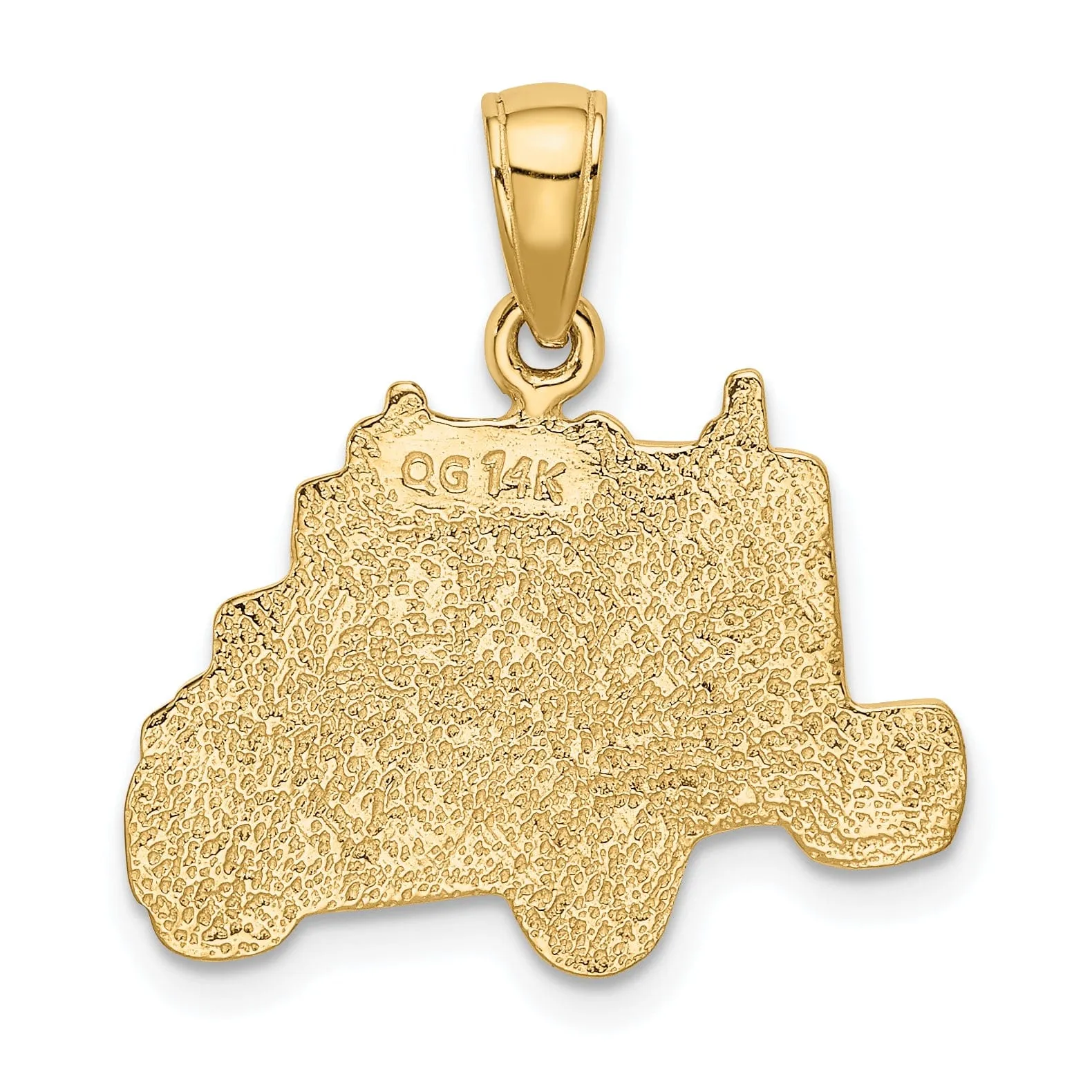 14k Yellow Gold Textured Truck Cab Pendant