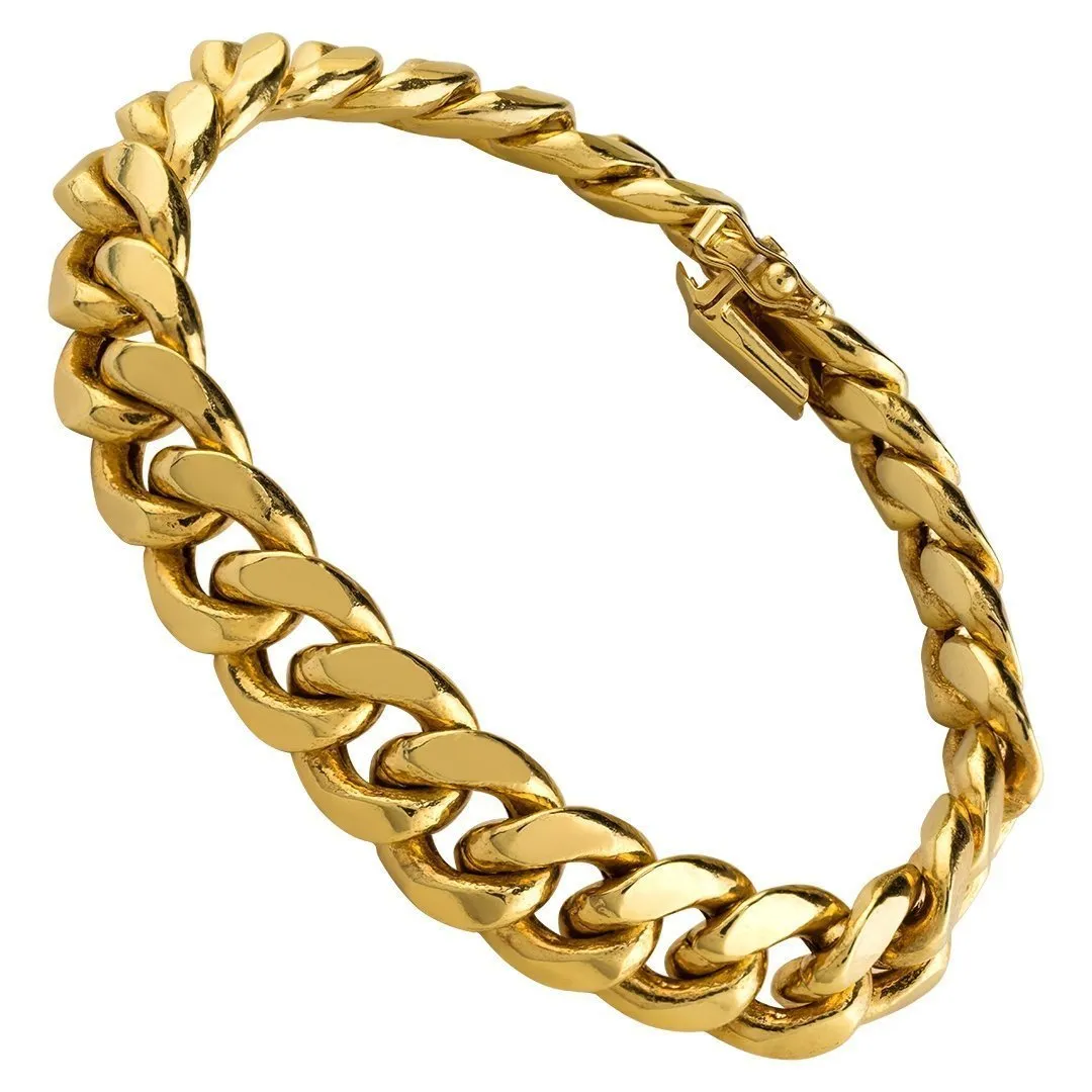 14k Yellow Hollow Gold Cuban Bracelet 11 mm