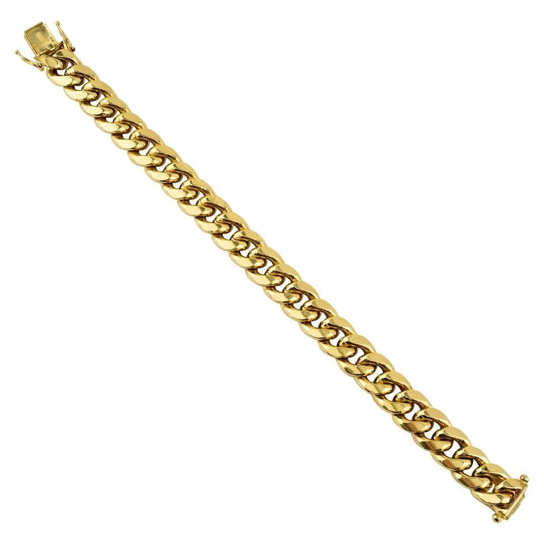 14k Yellow Hollow Gold Cuban Bracelet 11 mm