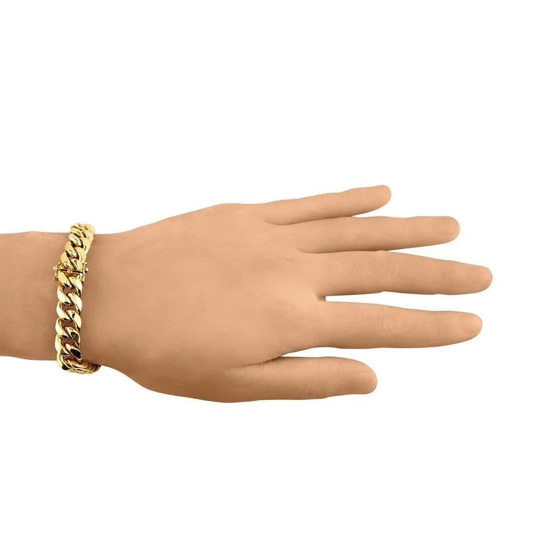 14k Yellow Hollow Gold Cuban Bracelet 11 mm