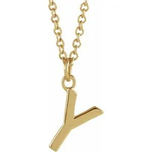 14K Yellow Initial Y Dangle 18" Necklace