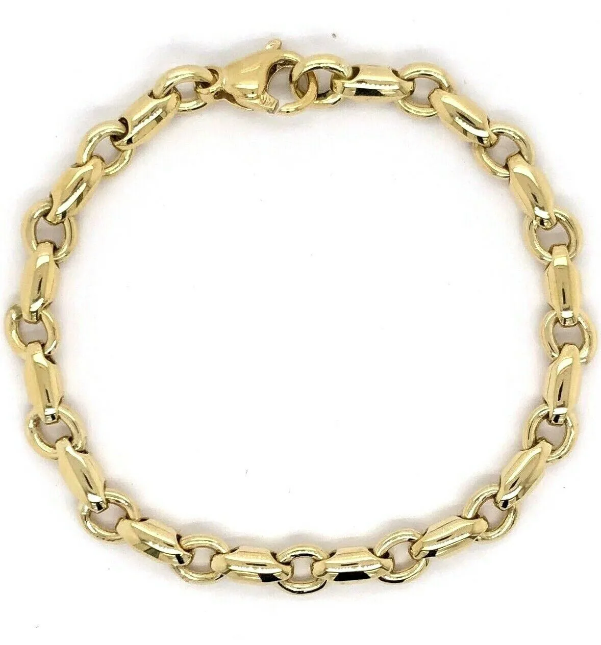 14k Yellow or White Gold Handmade Fashion Link Bracelet 7.5" - 9" 6.3mm