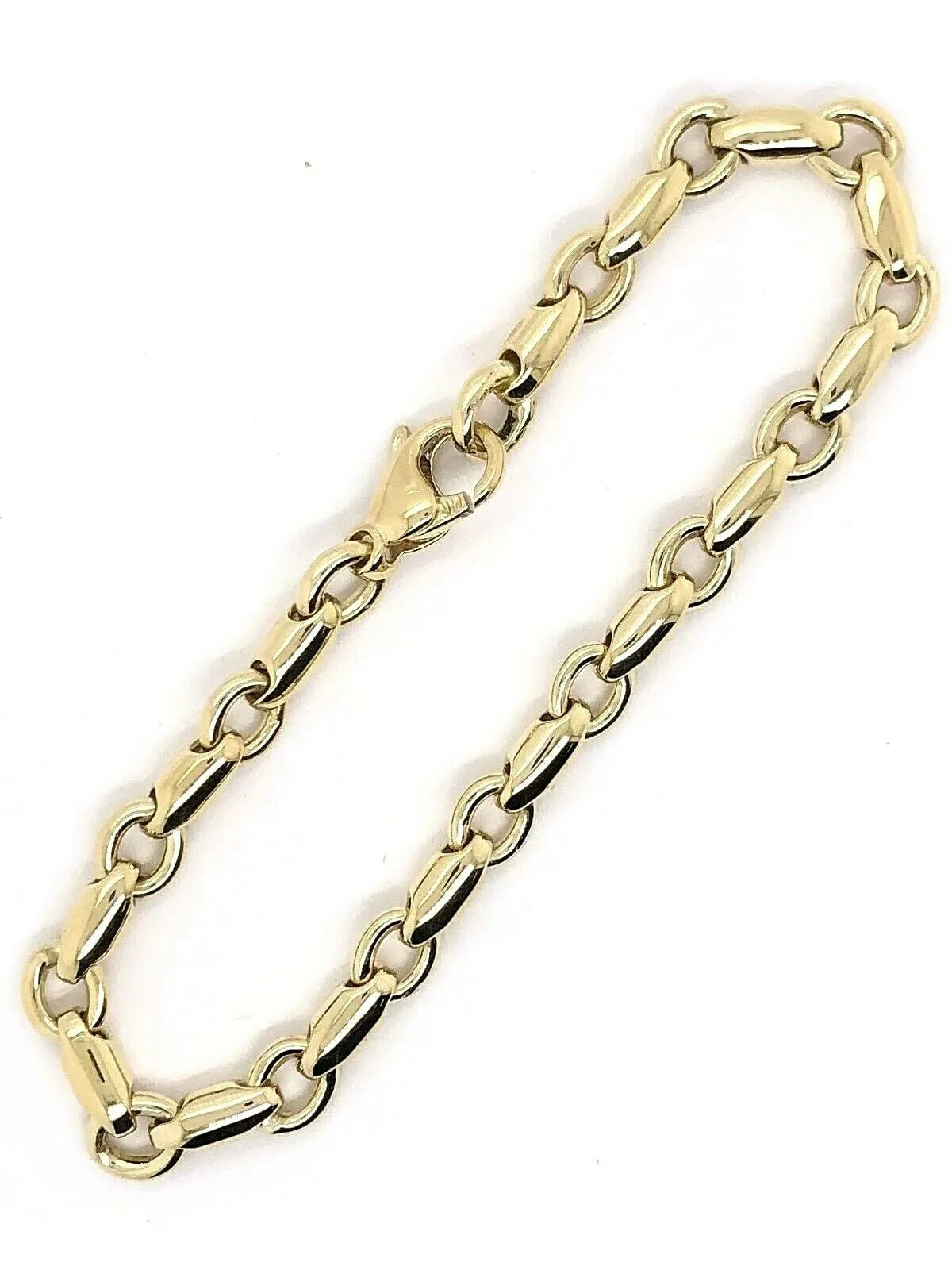 14k Yellow or White Gold Handmade Fashion Link Bracelet 7.5" - 9" 6.3mm