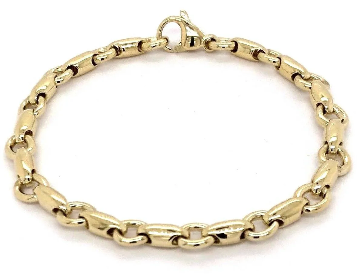 14k Yellow or White Gold Handmade Fashion Link Bracelet 7.5" - 9" 6.3mm