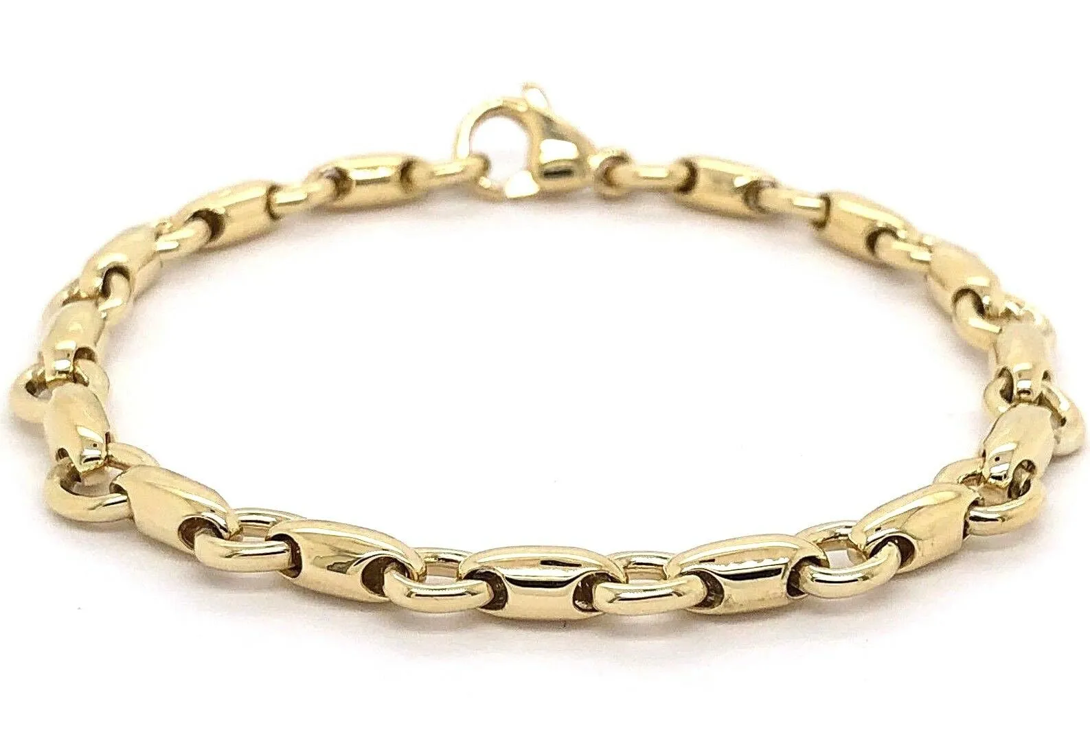 14k Yellow or White Gold Handmade Fashion Link Bracelet 7.5" - 9" 6.3mm