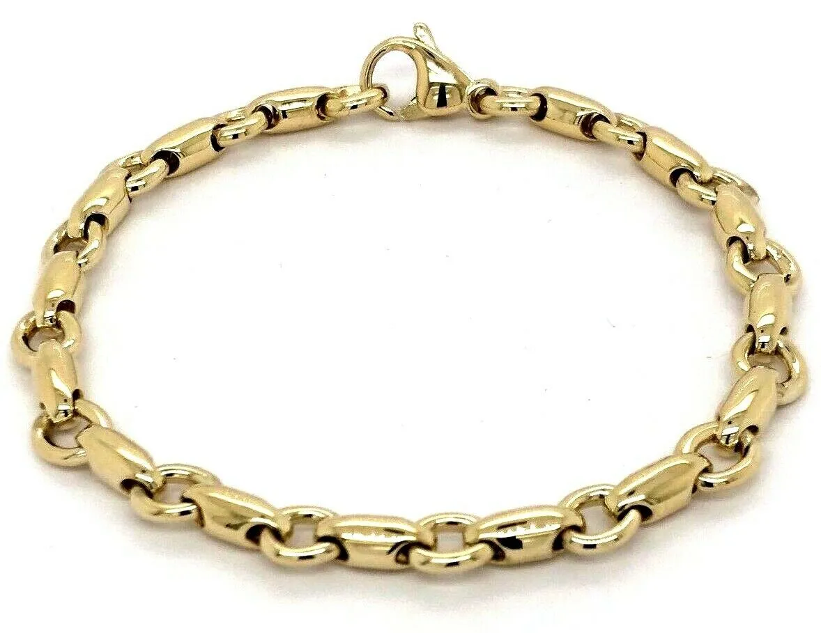 14k Yellow or White Gold Handmade Fashion Link Bracelet 7.5" - 9" 6.3mm