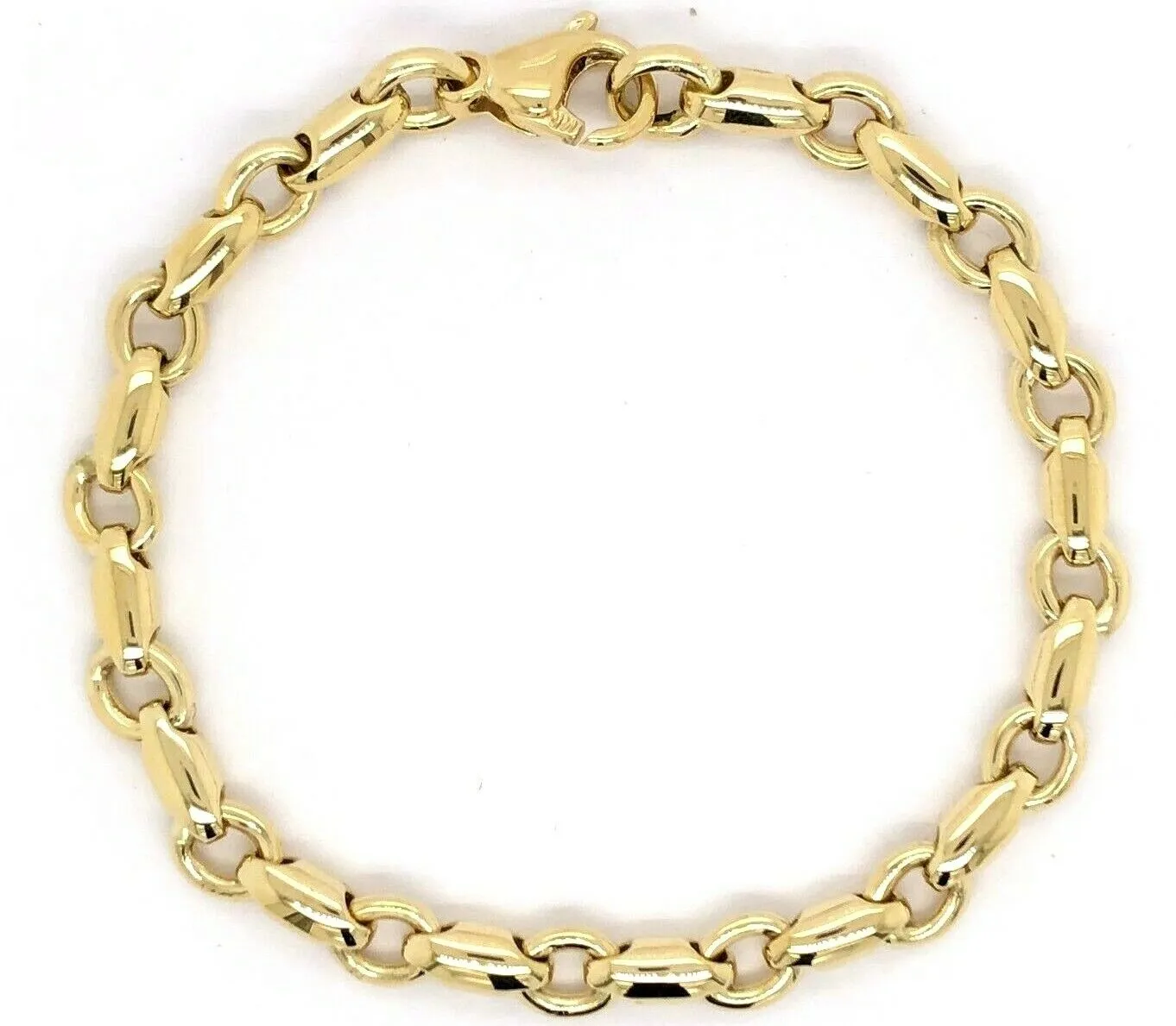 14k Yellow or White Gold Handmade Fashion Link Bracelet 7.5" - 9" 6.3mm
