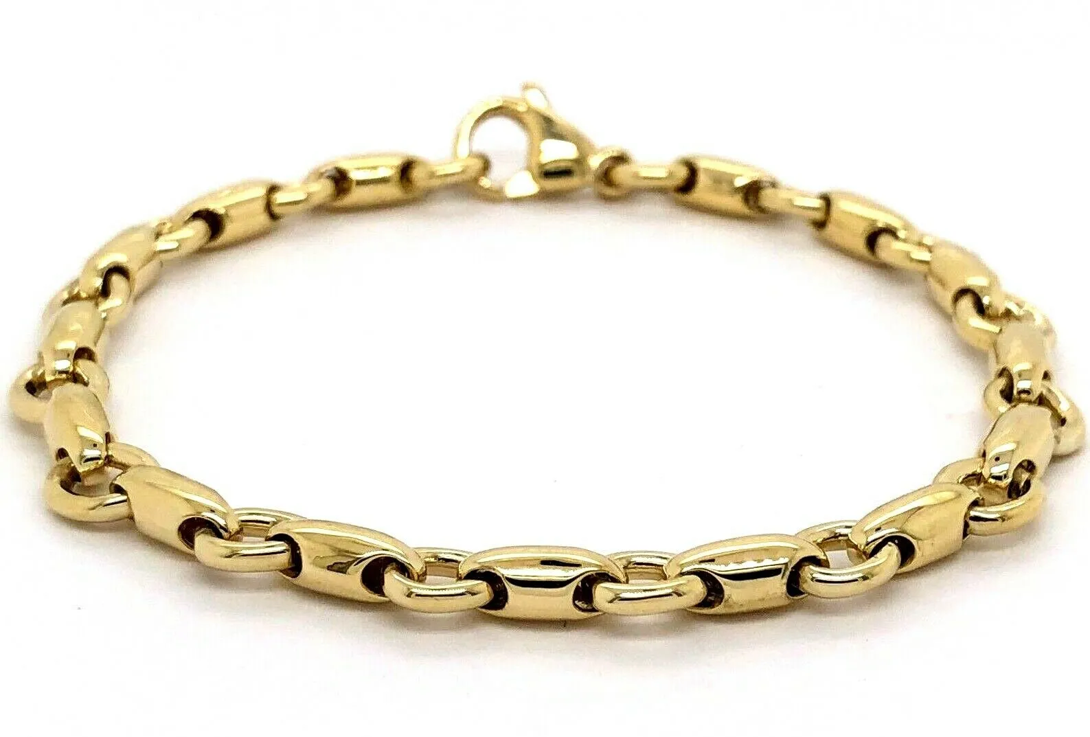 14k Yellow or White Gold Handmade Fashion Link Bracelet 7.5" - 9" 6.3mm