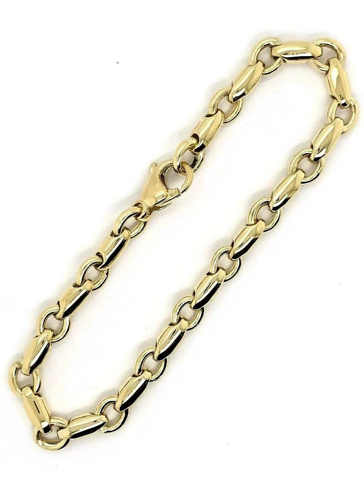 14k Yellow or White Gold Handmade Fashion Link Bracelet 7.5" - 9" 6.3mm
