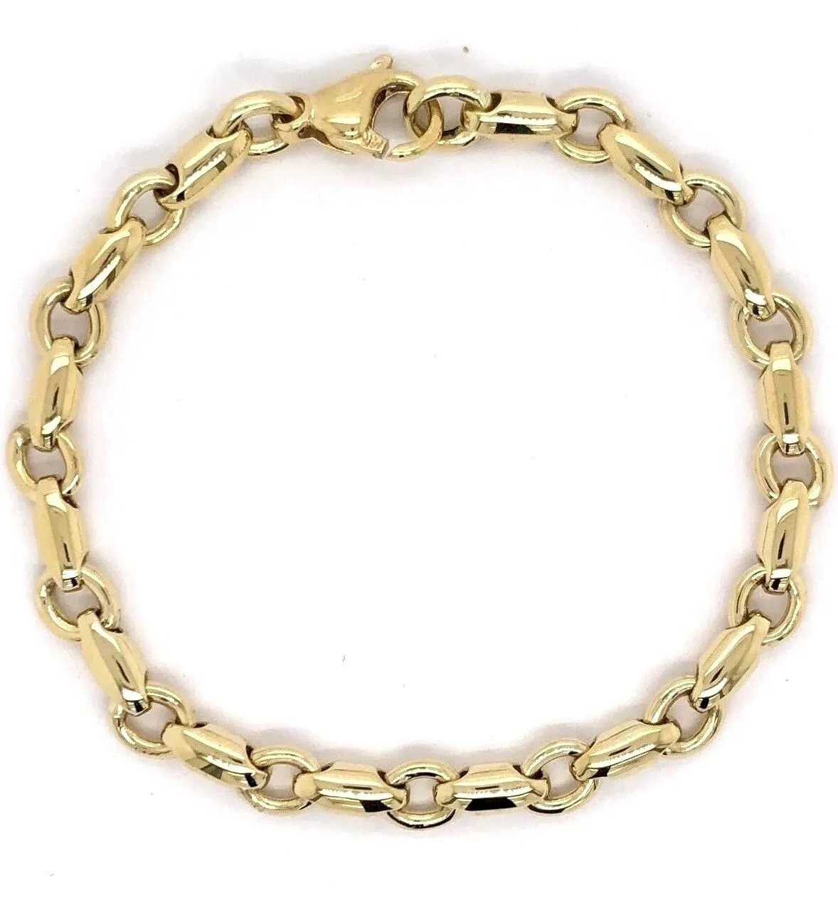 14k Yellow or White Gold Handmade Fashion Link Bracelet 7.5" - 9" 6.3mm