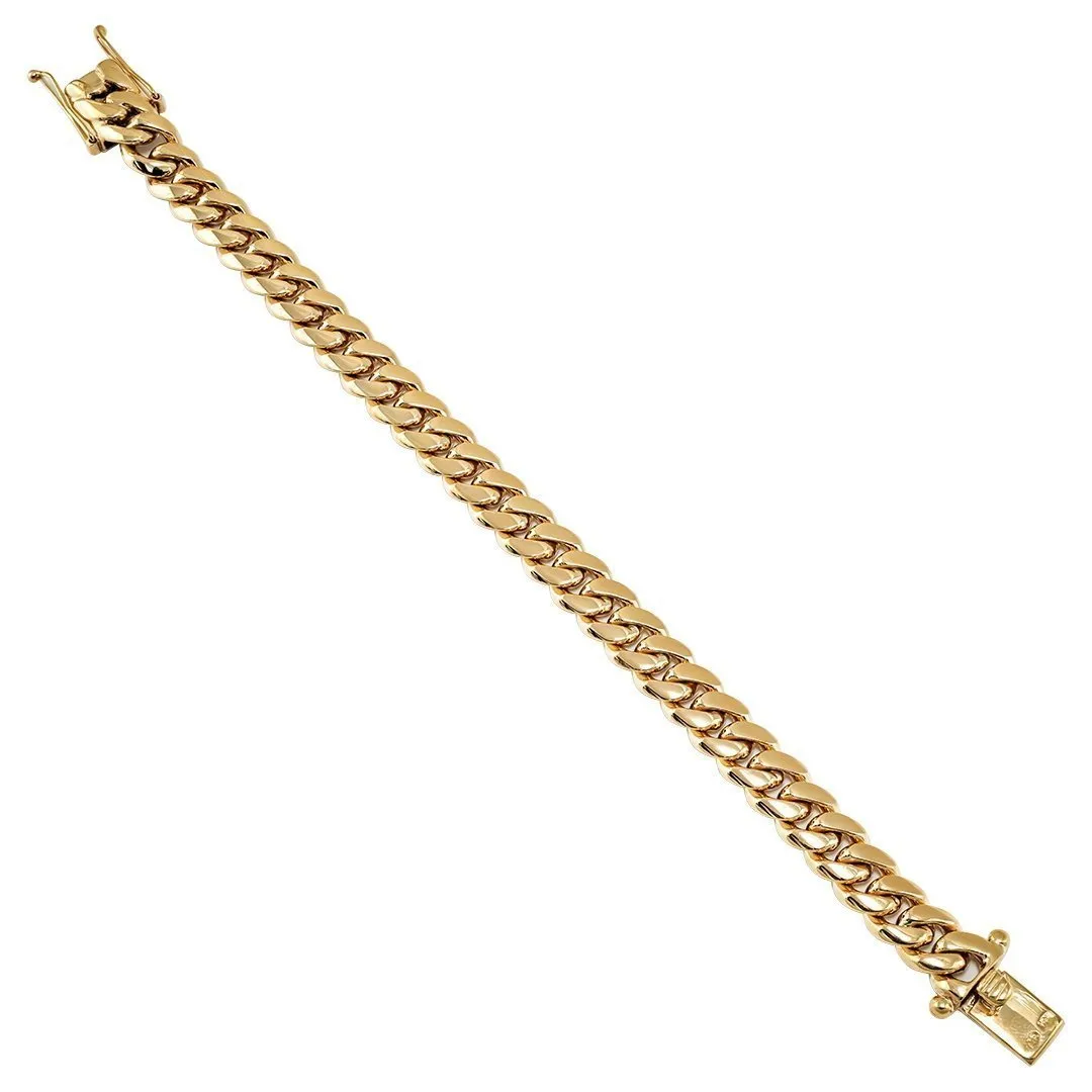 14k Yellow Solid Gold Cuban Link Bracelet 11 mm