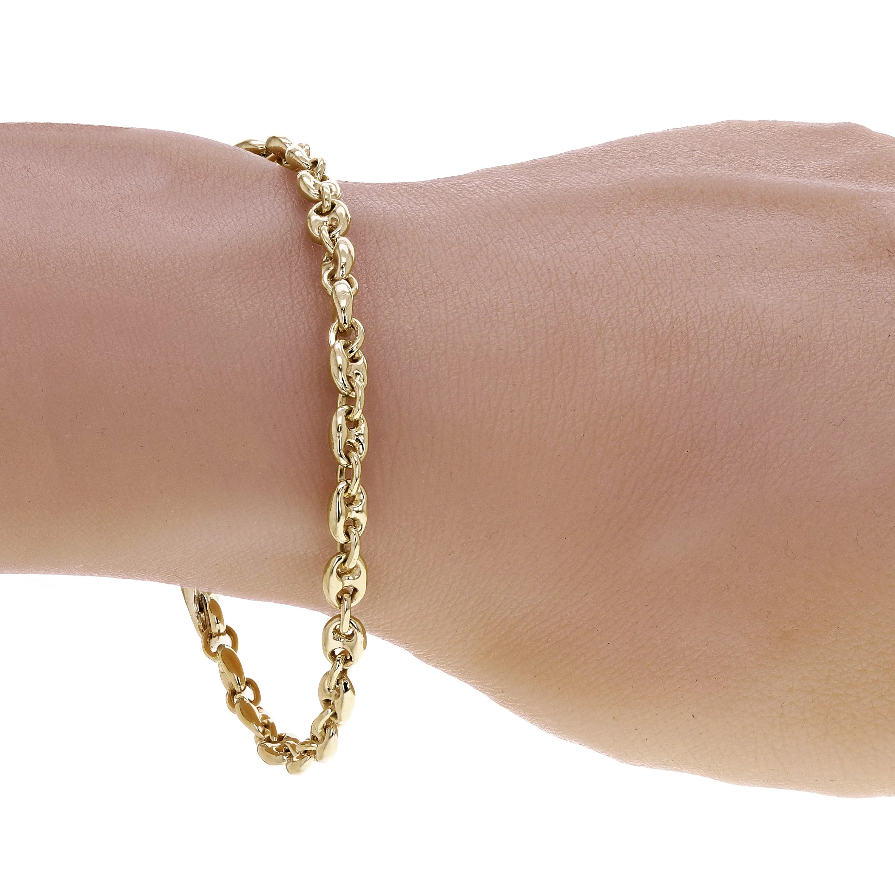 14k Yellow White or Rose Gold Handmade Fashion Gucci Mariner Link Bracelet 4.9mm