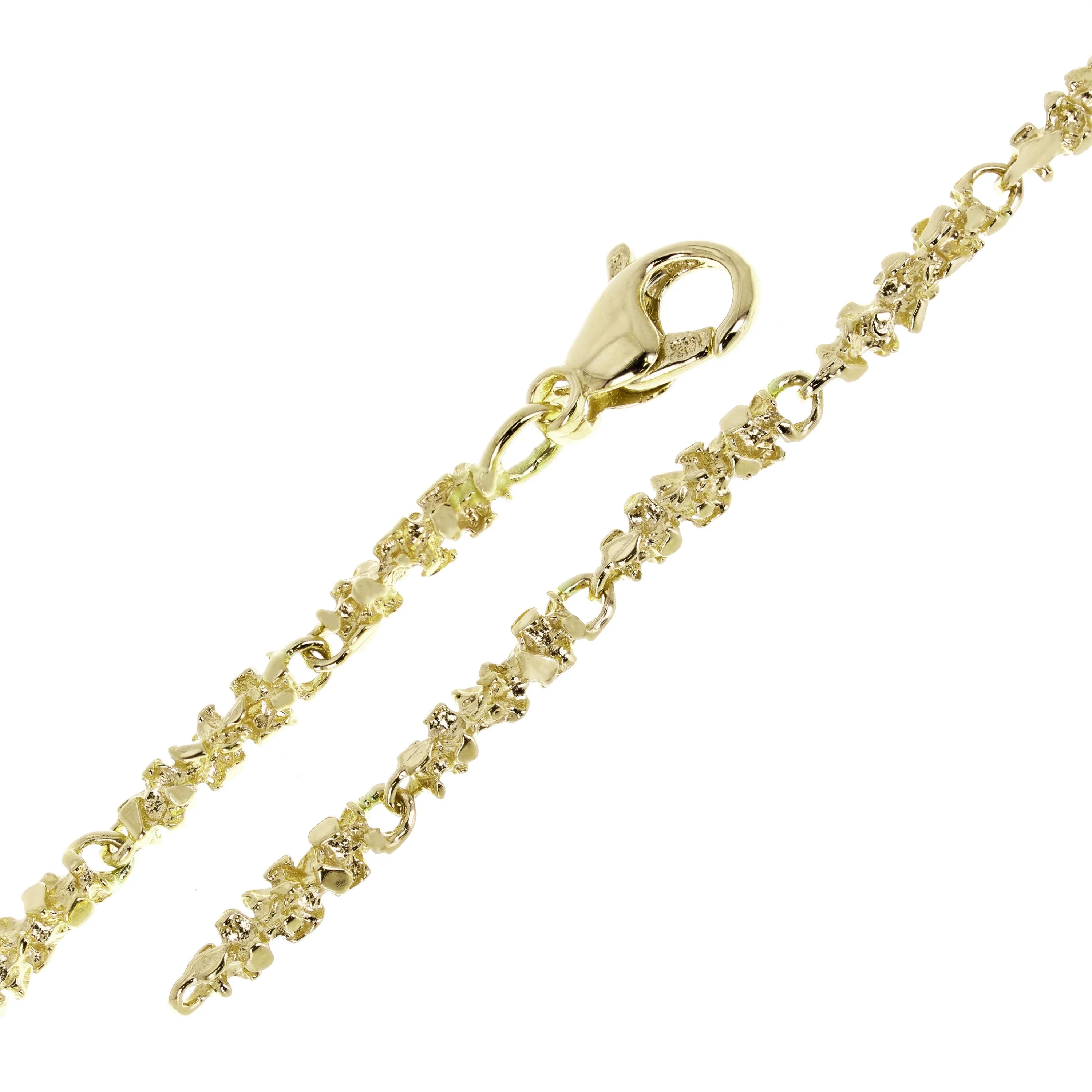 14k Yellow White or Rose Gold Handmade Nugget Link Bracelet 7.5"