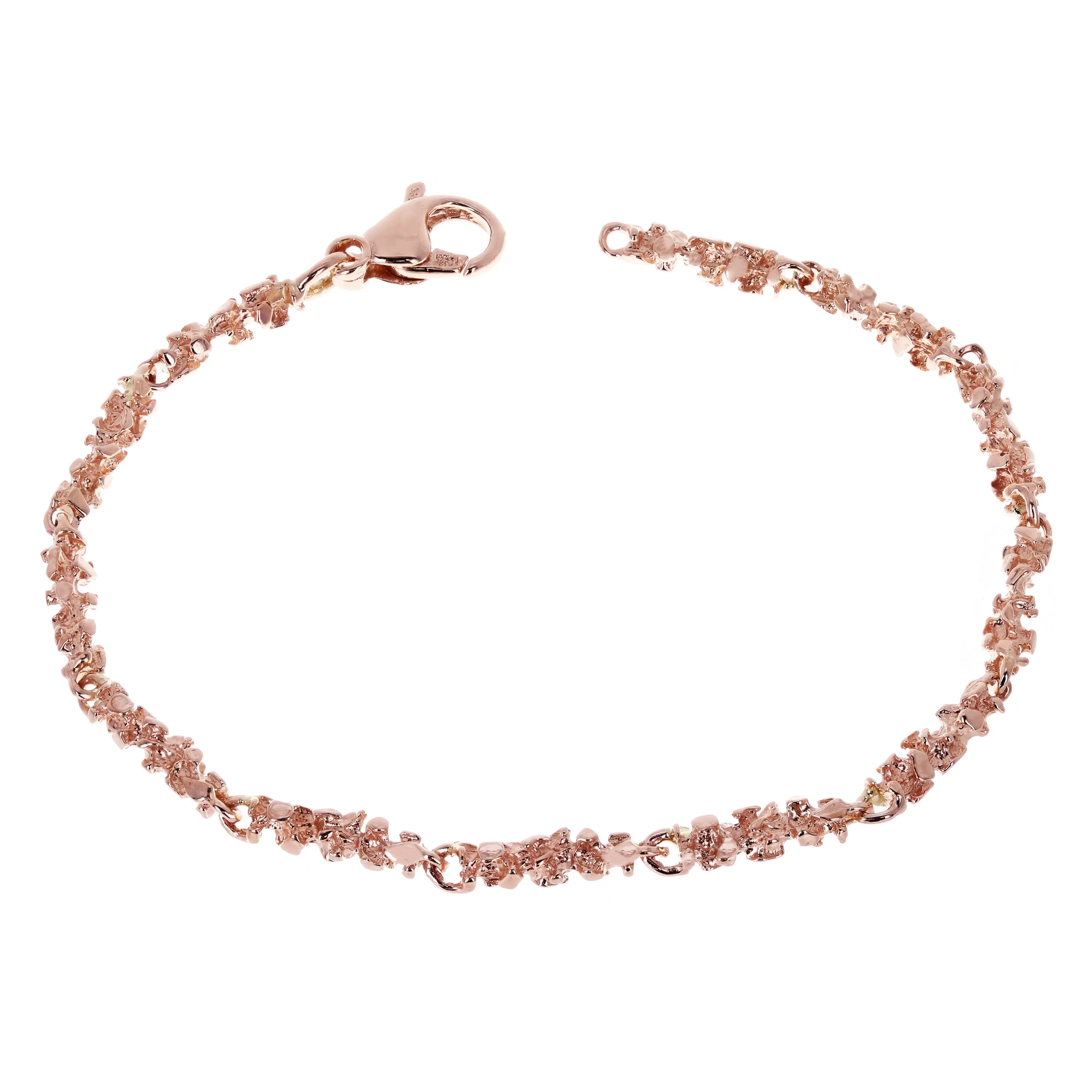 14k Yellow White or Rose Gold Handmade Nugget Link Bracelet 7.5"