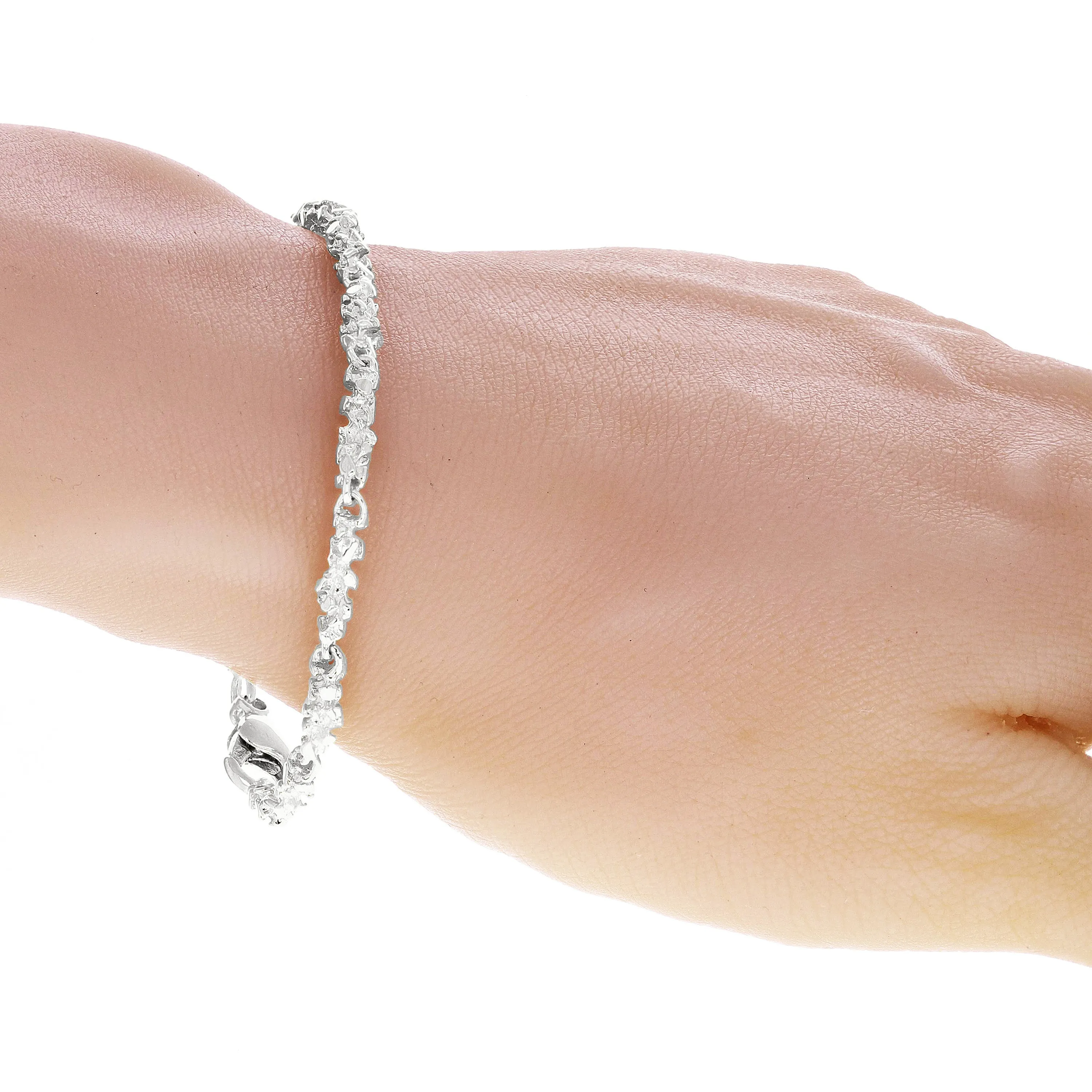 14k Yellow White or Rose Gold Handmade Nugget Link Bracelet 7.5"