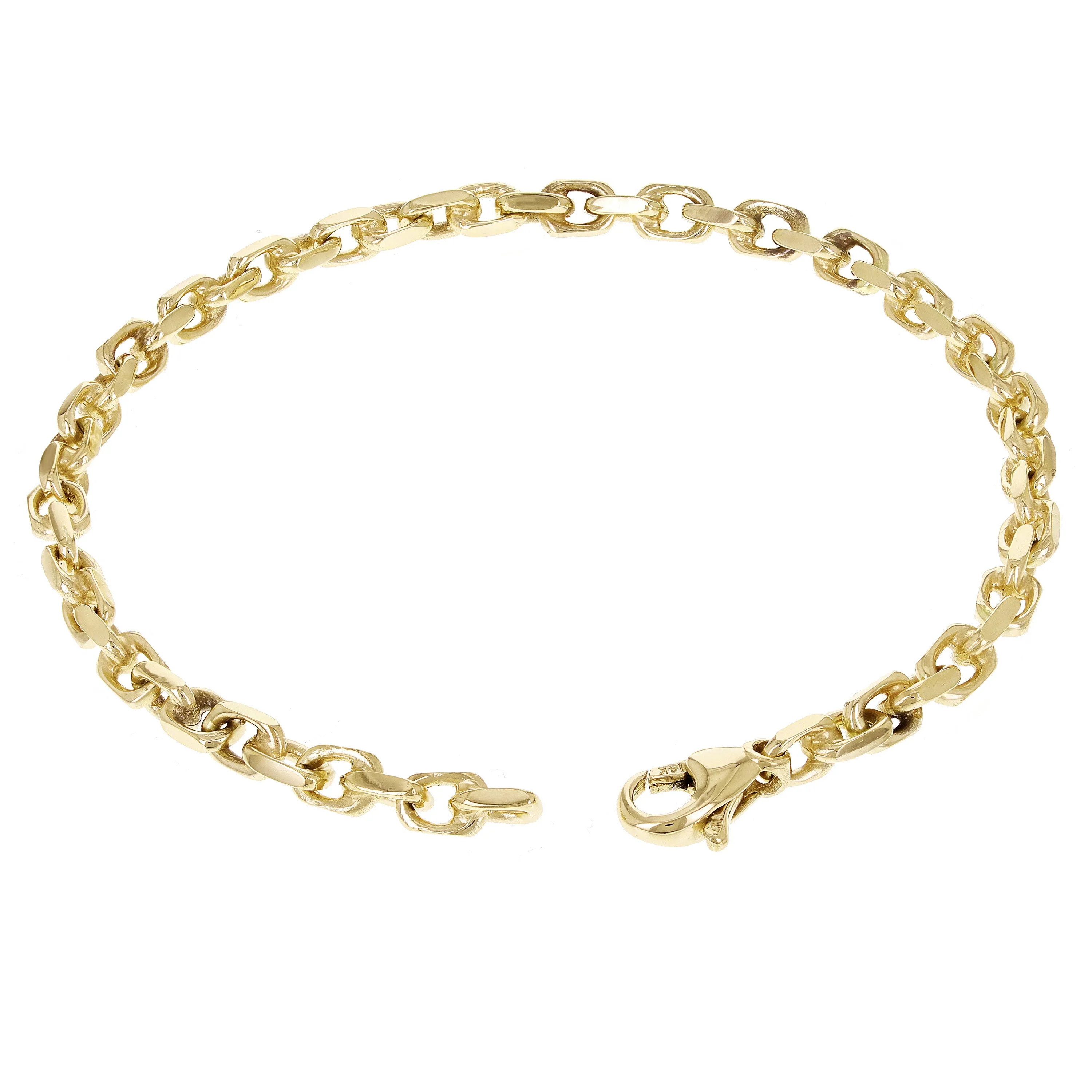 14k Yellow White or Rose Gold Solid Anchor Link Chain Bracelet 4.5mm Various Lengths