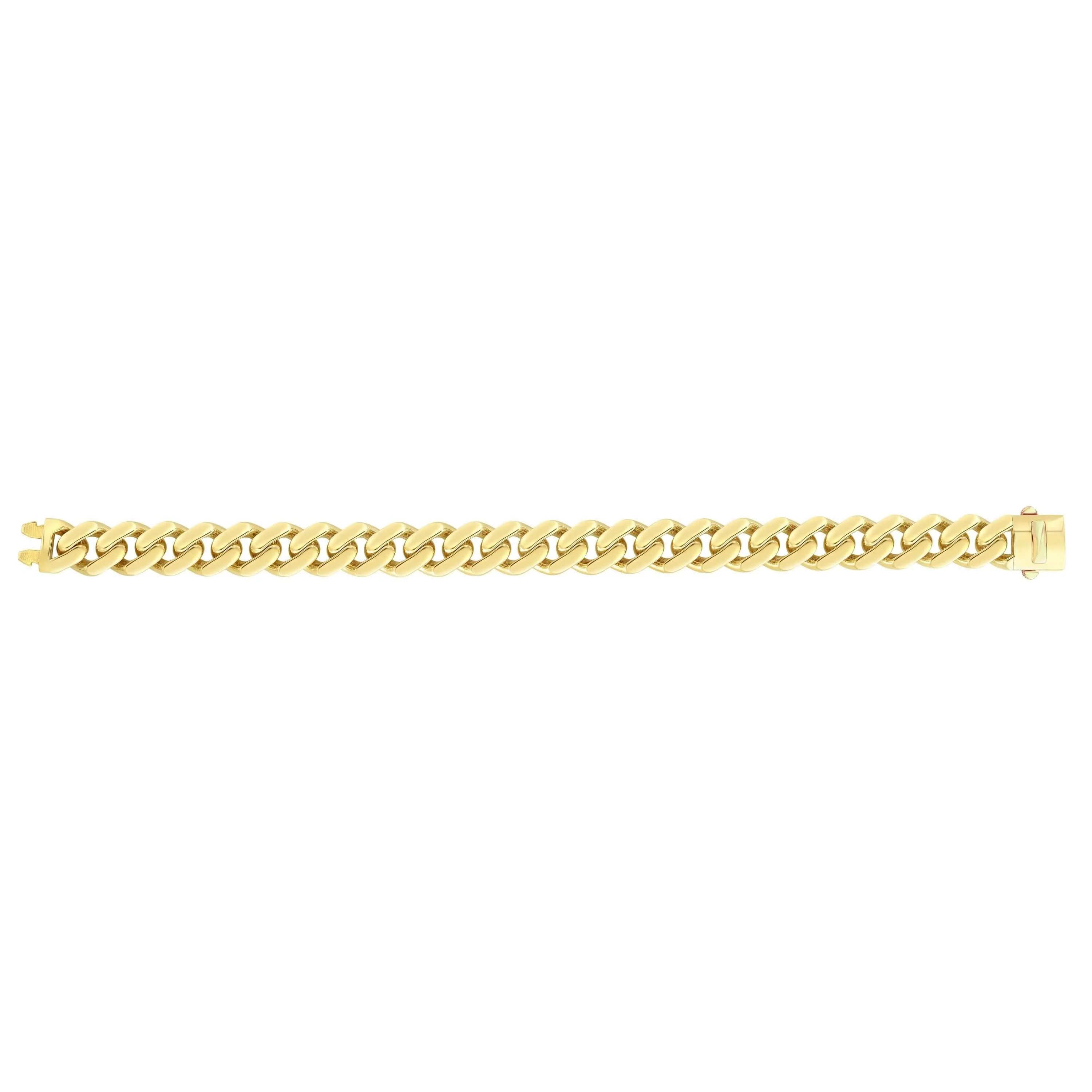 14kt Gold 7 inches Yellow Finish 11.3mm Polished Curb Link Bracelet with Box with Both Side Push Clasp