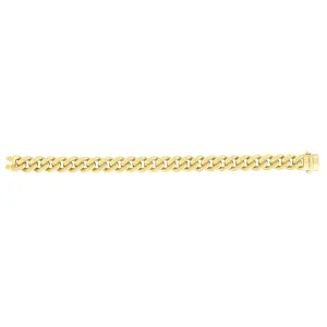 14kt Gold 7 inches Yellow Finish 11.3mm Polished Curb Link Bracelet with Box with Both Side Push Clasp