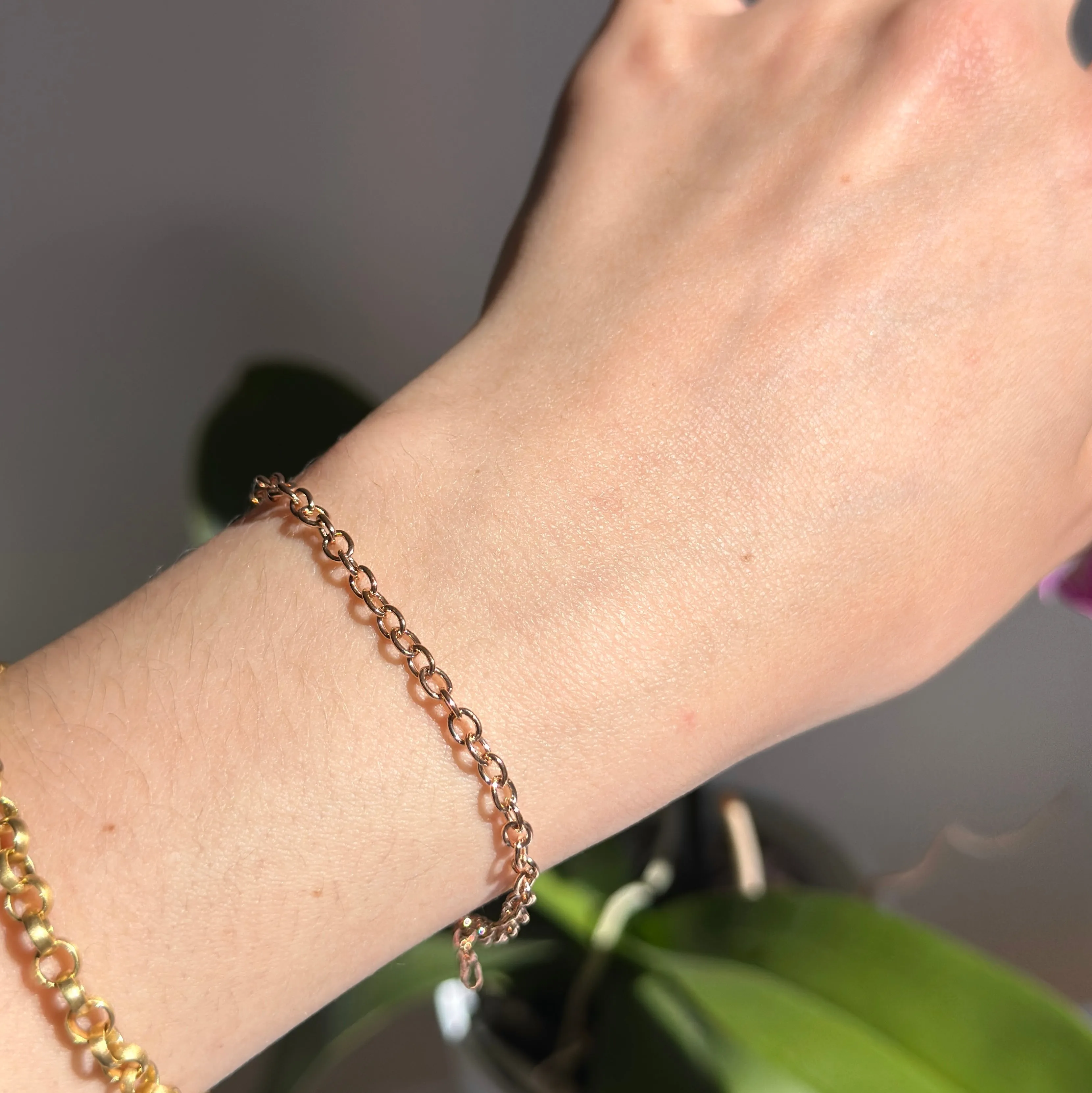 14KT Rose Gold Rolo 3.25mm Link Chain Bracelet