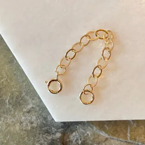 14KT Yellow Gold Open Cable Link Necklace Chain Extender/ Safety Chain 2"/ 3mm