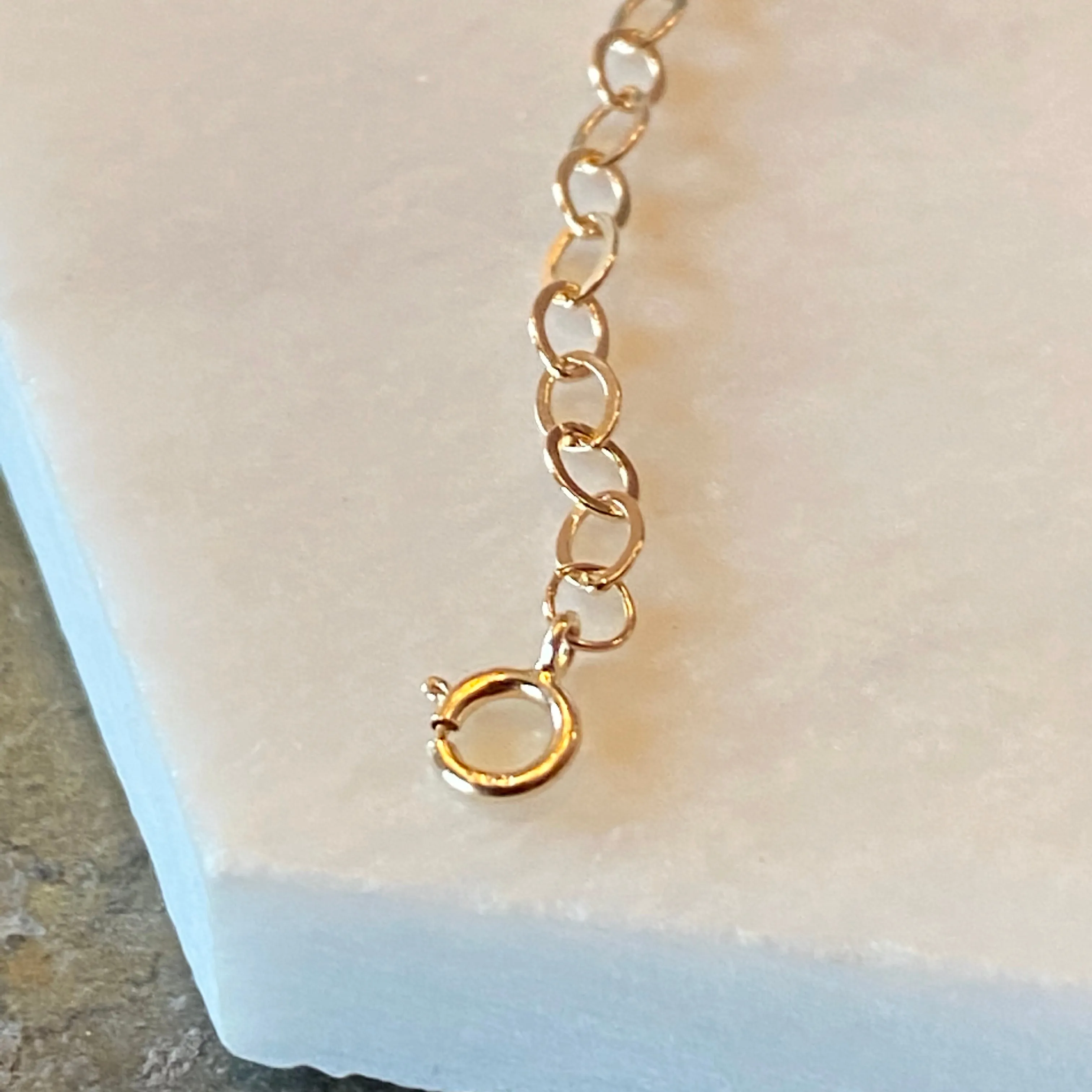 14KT Yellow Gold Open Cable Link Necklace Chain Extender/ Safety Chain 2"/ 3mm
