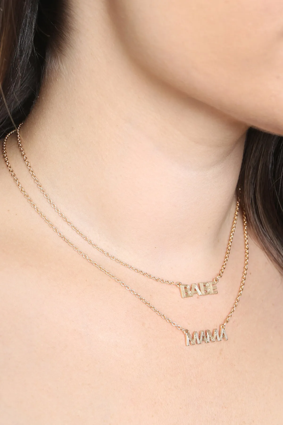14" "MINI" W/ 16" "MAMA" 2 SET LAYERED NECKLACE