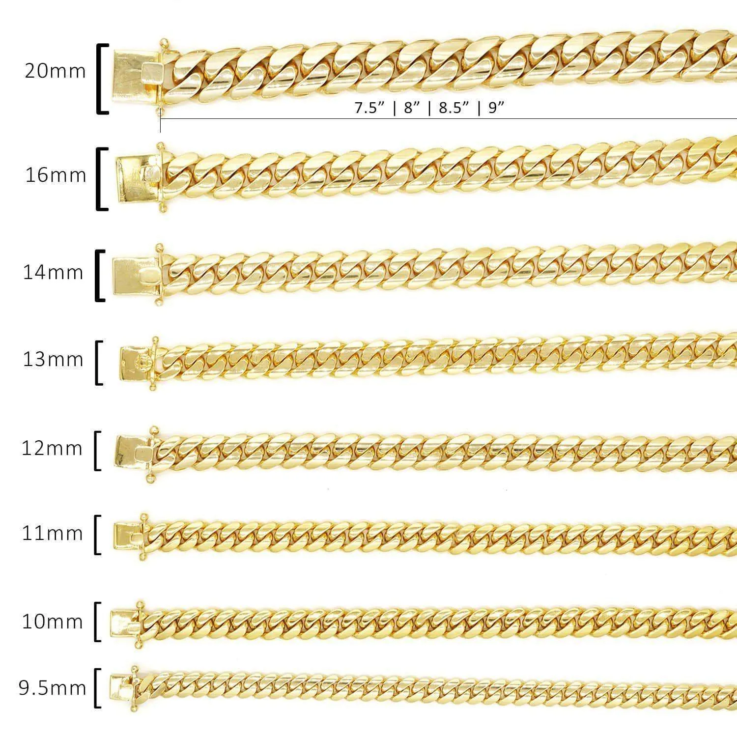 16mm Solid Cuban Link Bracelet in 10K Yellow Gold