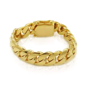 17mm Solid Cuban Link Bracelet in 10K Yellow Gold