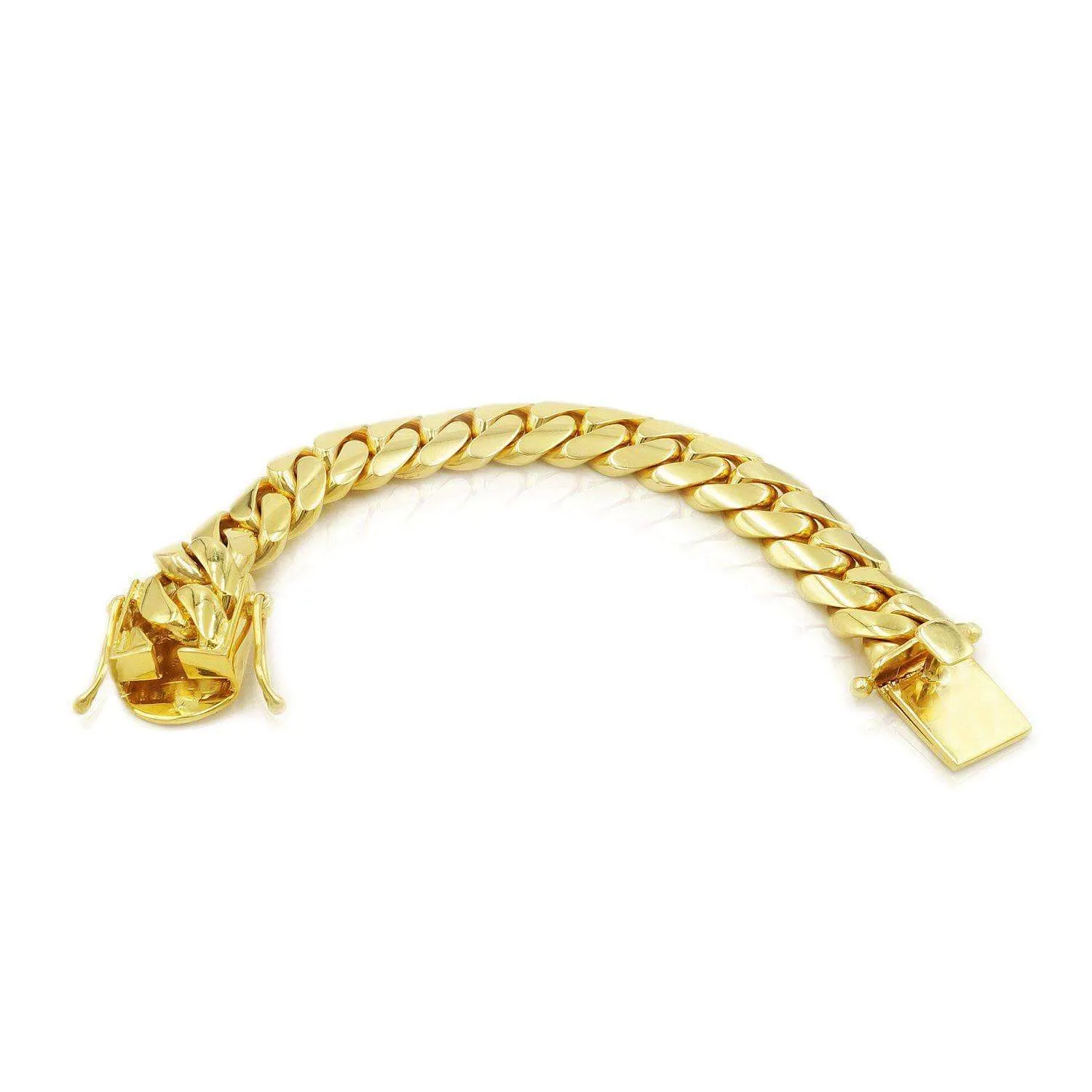 17mm Solid Cuban Link Bracelet in 10K Yellow Gold