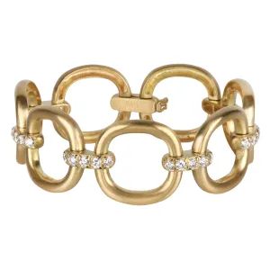 18K Gold Cushion Shaped Flat Link Bracelet with Diamond Connector Links