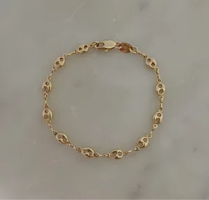 18k Gold Filled Mariner Coffee Bean Link Bracelet