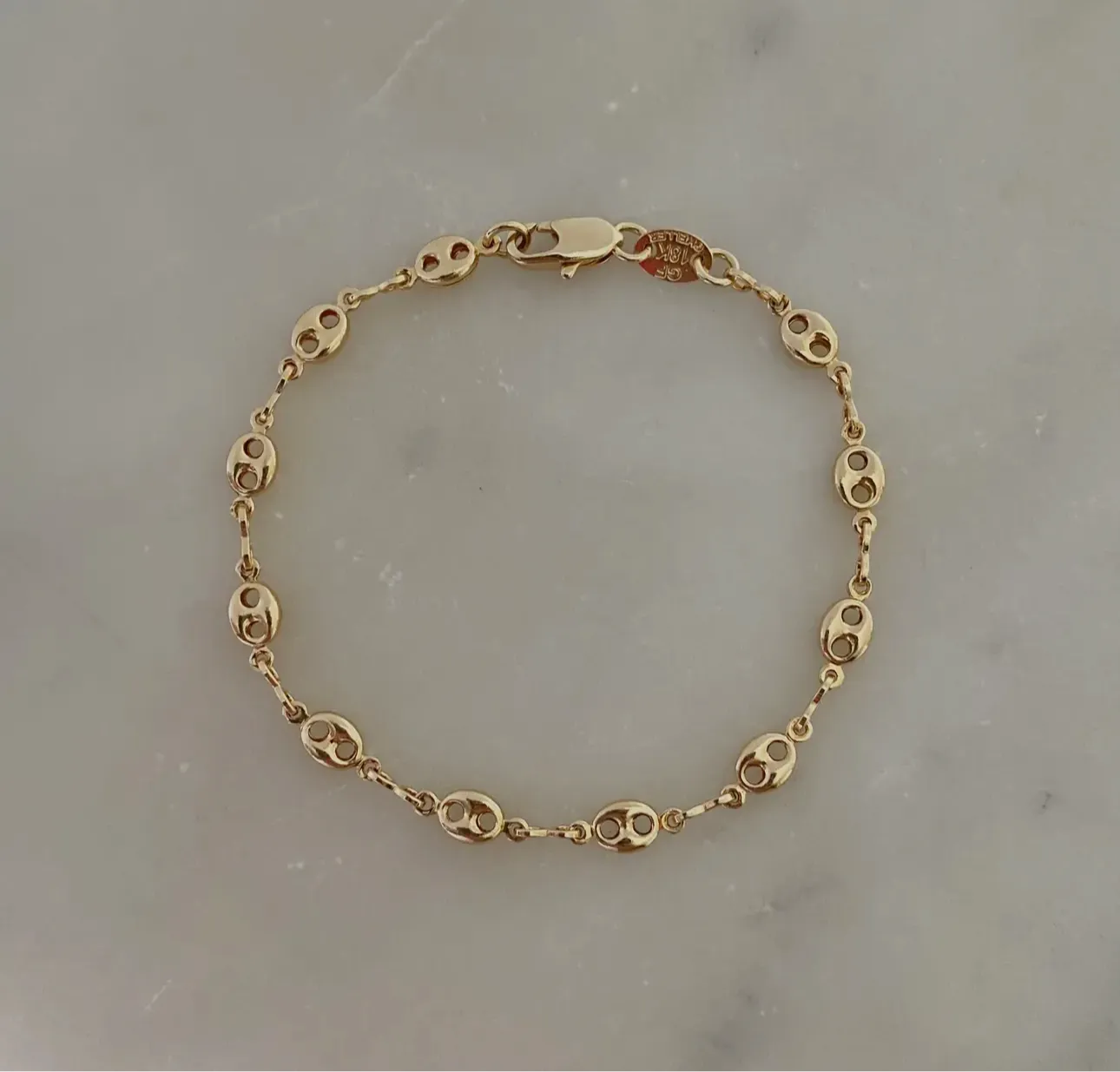 18k Gold Filled Mariner Coffee Bean Link Bracelet