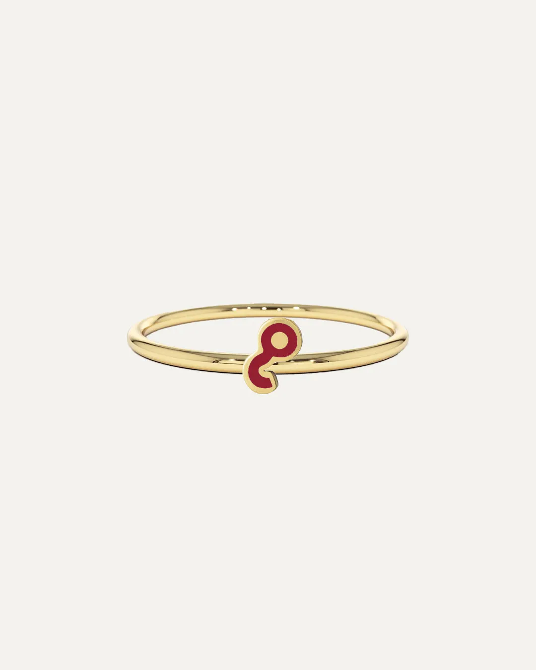 18K Gold Persian Enamel Initial Rings