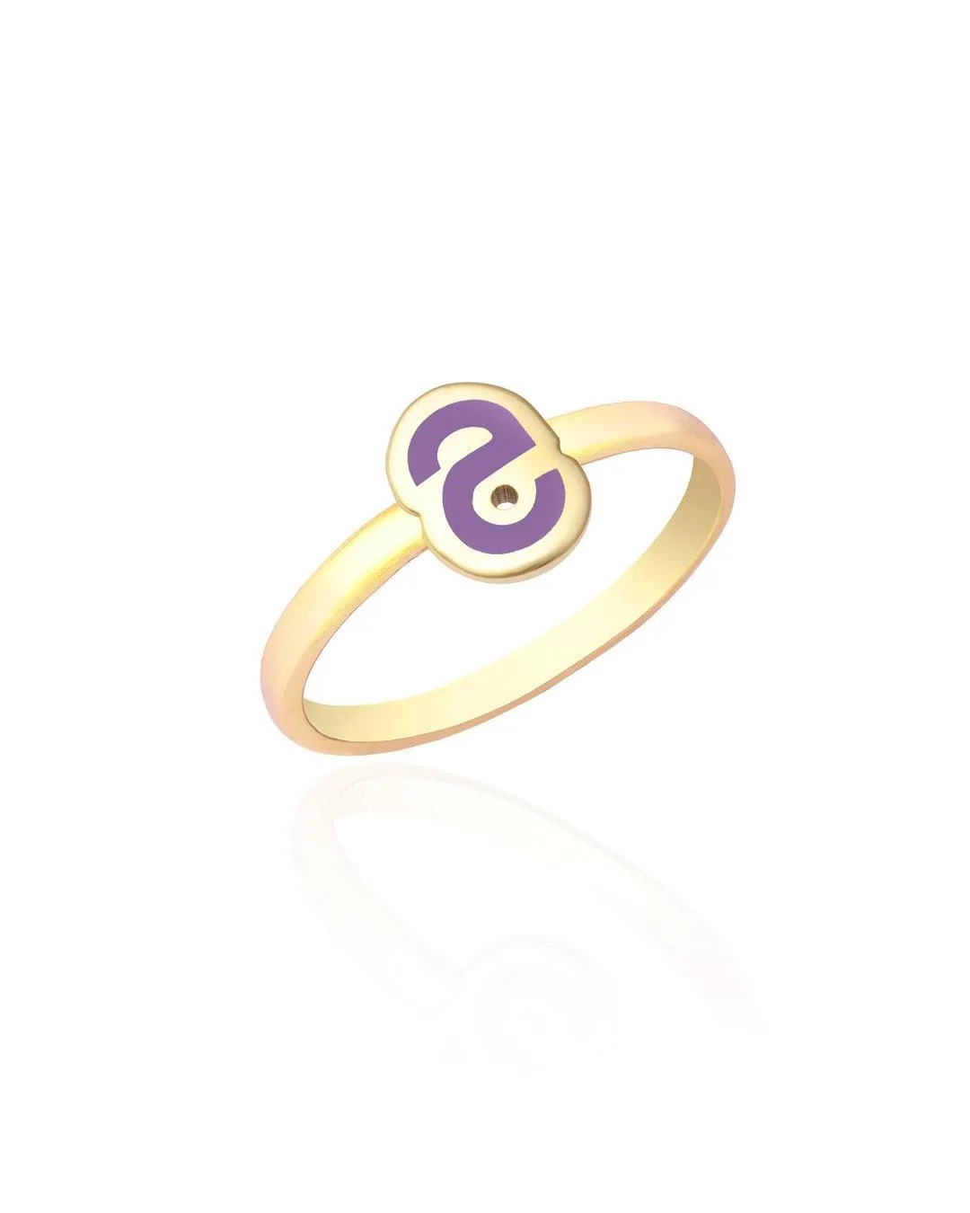 18K Gold Persian Enamel Initial Rings