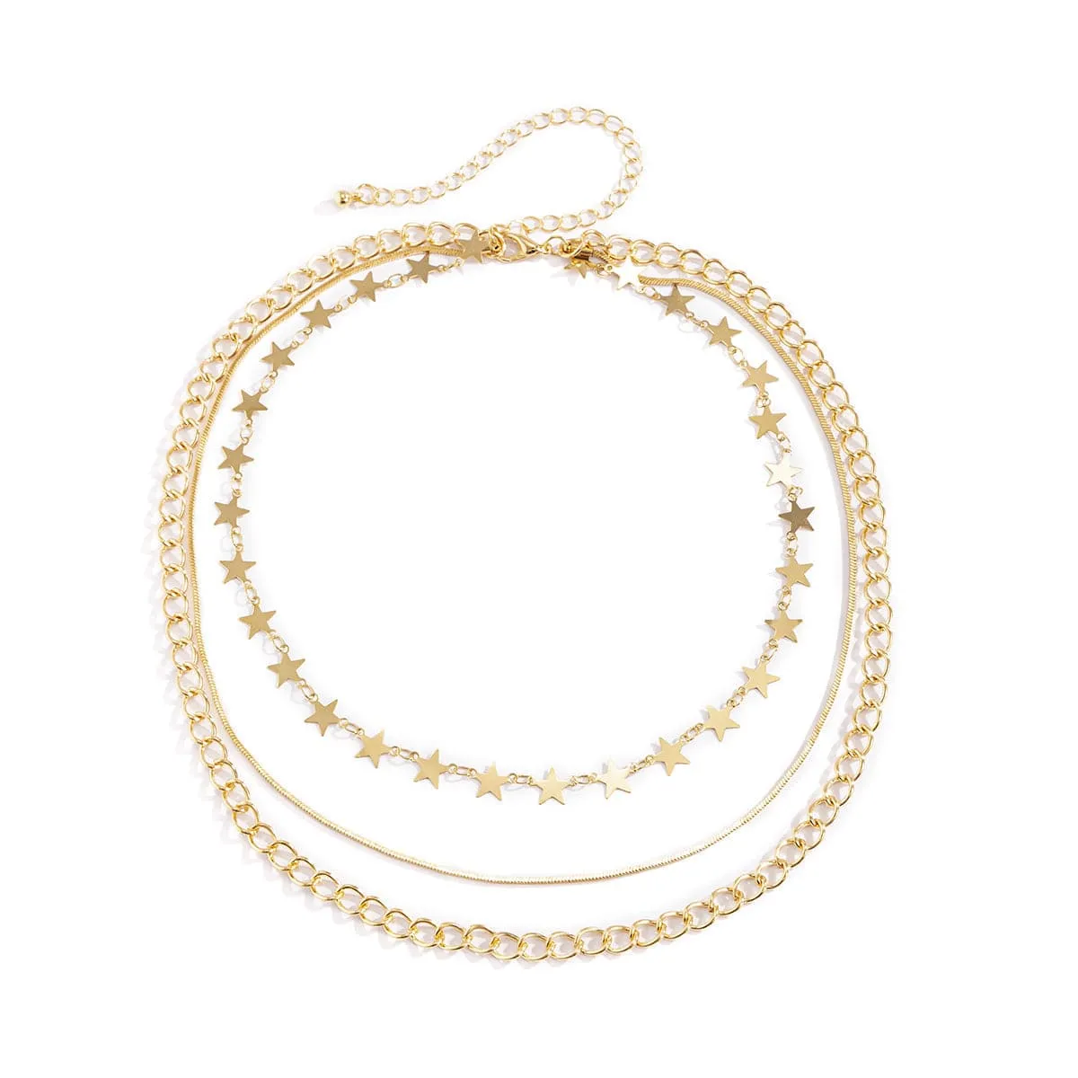 18K Gold-Plated Link Star Layered Necklace
